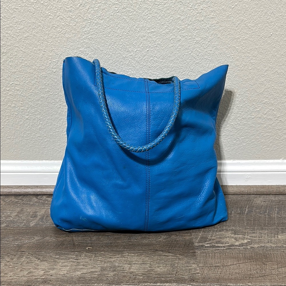 Banana Republic Blue Tote Bag with Soft Leather Finish